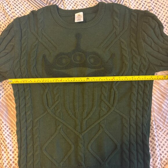 Disney Pixar Toy Story Alien Cable Knit Sweater Womens XL Deep Green Pullover - Picture 8 of 9